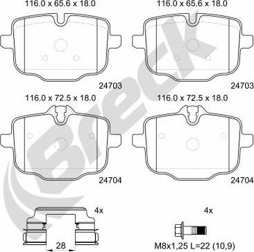 Breck 24704 00 554 00 - Kit pastiglie freno, Freno a disco autozon.pro