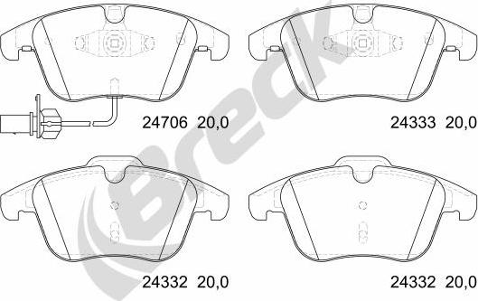 Breck 24706 00 551 10 - Kit pastiglie freno, Freno a disco autozon.pro