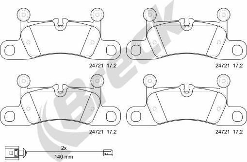 Breck 24721 00 553 00 - Kit pastiglie freno, Freno a disco autozon.pro