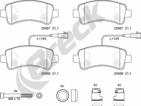 Breck 25987 00 653 00 - Kit pastiglie freno, Freno a disco autozon.pro