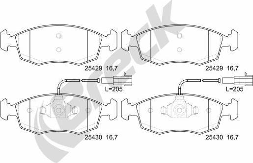 Breck 25429 00 702 00 - Kit pastiglie freno, Freno a disco autozon.pro