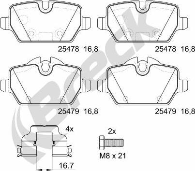 Breck 25478 00 704 00 - Kit pastiglie freno, Freno a disco autozon.pro