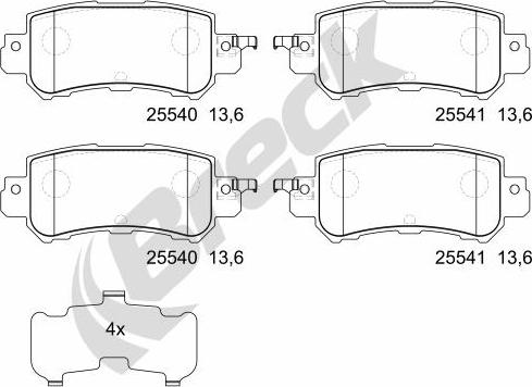 Breck 25540 00 702 00 - Kit pastiglie freno, Freno a disco autozon.pro