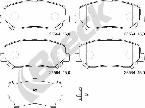 Breck 25564 00 701 00 - Kit pastiglie freno, Freno a disco autozon.pro