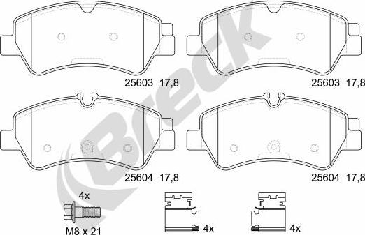 Breck 25603 00 703 00 - Kit pastiglie freno, Freno a disco autozon.pro