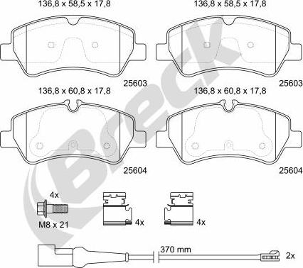 Breck 25603 00 703 10 - Kit pastiglie freno, Freno a disco autozon.pro