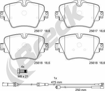 Breck 25617 00 701 00 - Kit pastiglie freno, Freno a disco autozon.pro