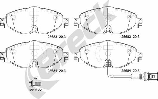 Breck 25683 00 701 00 - Kit pastiglie freno, Freno a disco autozon.pro