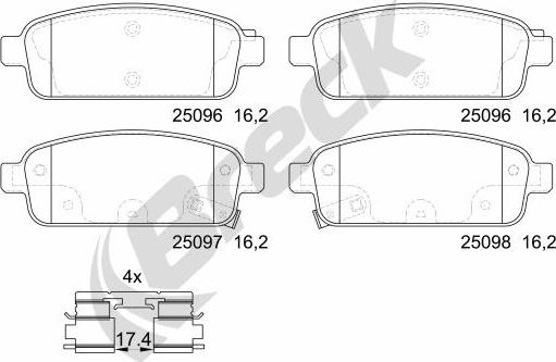 Breck 25096 00 704 20 - Kit pastiglie freno, Freno a disco autozon.pro