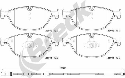 Breck 25045 00 551 00 - Kit pastiglie freno, Freno a disco autozon.pro