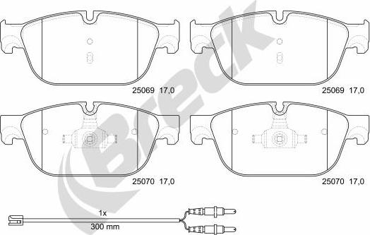 Breck 25069 00 701 00 - Kit pastiglie freno, Freno a disco autozon.pro