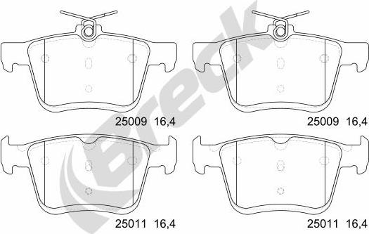 Breck 25009 00 704 00 - Kit pastiglie freno, Freno a disco autozon.pro