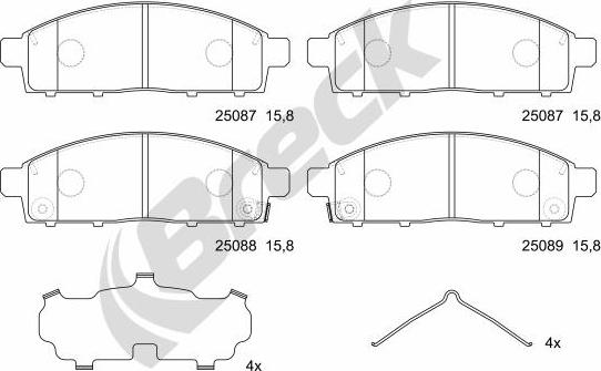 Breck 25087 00 701 00 - Kit pastiglie freno, Freno a disco autozon.pro