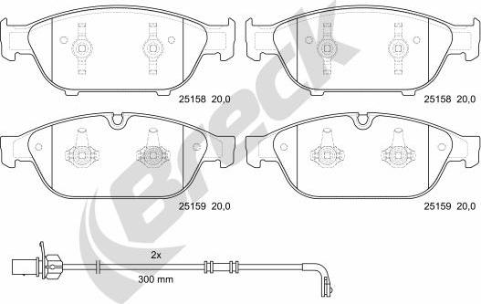 Breck 25158 00 551 00 - Kit pastiglie freno, Freno a disco autozon.pro