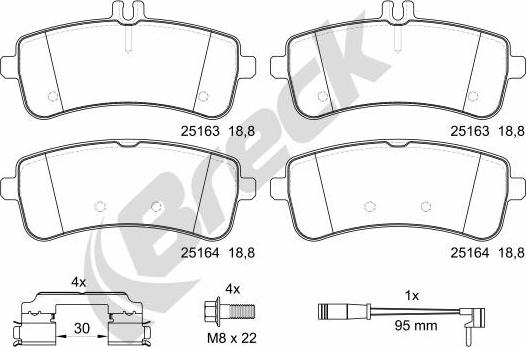 Breck 25163 00 553 00 - Kit pastiglie freno, Freno a disco autozon.pro