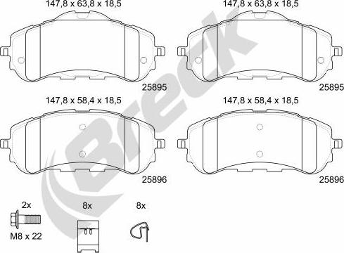 Breck 25895 00 701 00 - Kit pastiglie freno, Freno a disco autozon.pro