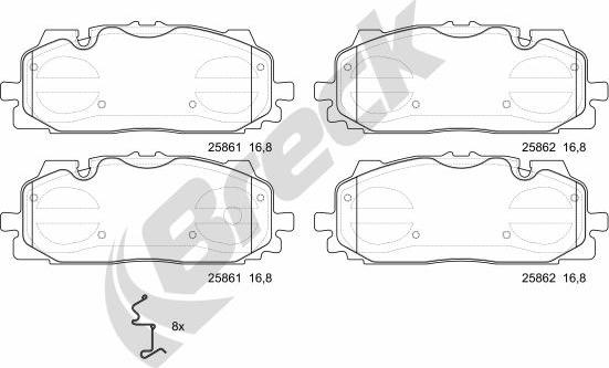 Breck 25861 00 553 00 - Kit pastiglie freno, Freno a disco autozon.pro