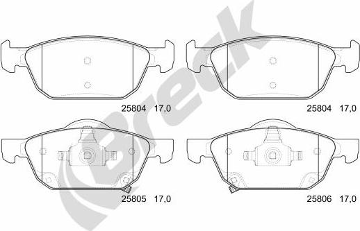 Breck 25804 00 701 00 - Kit pastiglie freno, Freno a disco autozon.pro