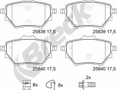 Breck 25839 00 704 00 - Kit pastiglie freno, Freno a disco autozon.pro