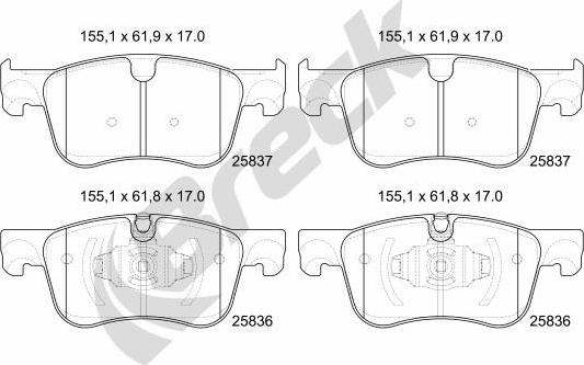 Breck 25836 00 701 00 - Kit pastiglie freno, Freno a disco autozon.pro