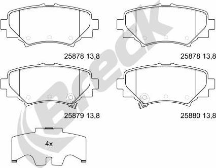 Breck 25878 00 704 00 - Kit pastiglie freno, Freno a disco autozon.pro