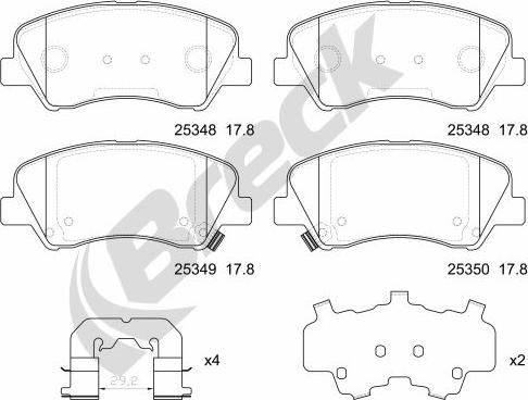 Breck 25348 00 701 00 - Kit pastiglie freno, Freno a disco autozon.pro