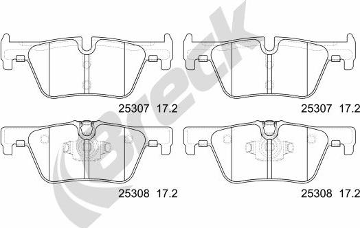 Breck 25307 00 704 00 - Kit pastiglie freno, Freno a disco autozon.pro