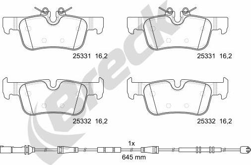 Breck 25331 00 704 00 - Kit pastiglie freno, Freno a disco autozon.pro