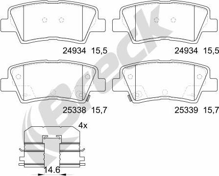 Breck 25337 00 702 00 - Kit pastiglie freno, Freno a disco autozon.pro