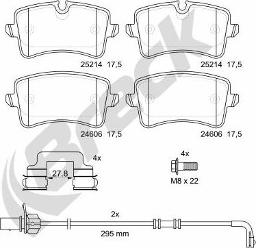 Breck 25214 00 554 00 - Kit pastiglie freno, Freno a disco autozon.pro