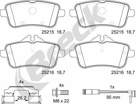 Breck 25215 00 554 00 - Kit pastiglie freno, Freno a disco autozon.pro