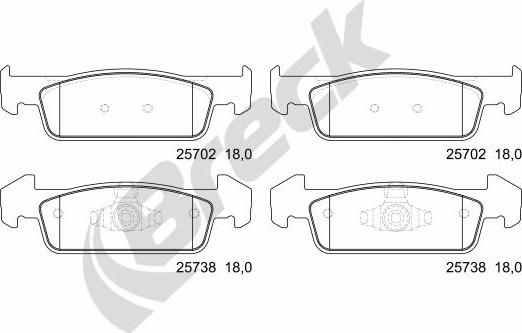 Breck 25738 00 702 00 - Kit pastiglie freno, Freno a disco autozon.pro