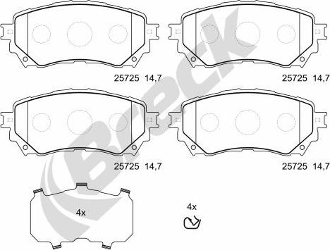 Breck 25725 00 701 00 - Kit pastiglie freno, Freno a disco autozon.pro