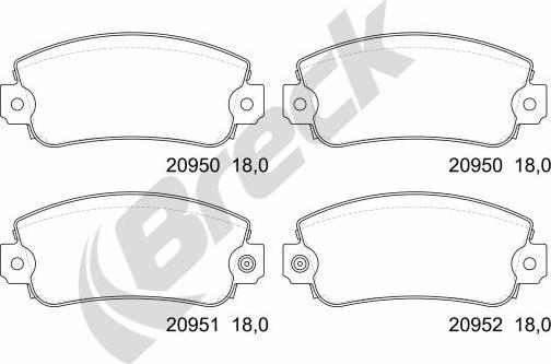 Breck 20950 00 702 10 - Kit pastiglie freno, Freno a disco autozon.pro