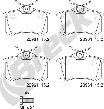 Breck 20961 00 704 00 - Kit pastiglie freno, Freno a disco autozon.pro