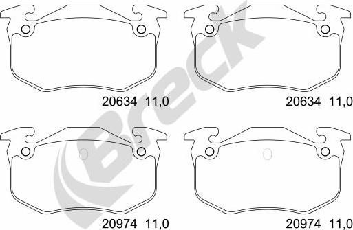 Breck 20973 00 704 00 - Kit pastiglie freno, Freno a disco autozon.pro