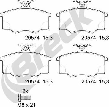 Breck 20574 00 701 00 - Kit pastiglie freno, Freno a disco autozon.pro