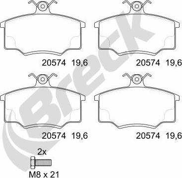 Breck 20574 10 701 00 - Kit pastiglie freno, Freno a disco autozon.pro