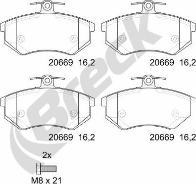 Breck 20669 00 701 00 - Kit pastiglie freno, Freno a disco autozon.pro