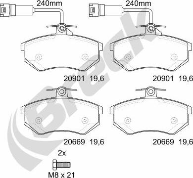 Breck 20669 10 701 10 - Kit pastiglie freno, Freno a disco autozon.pro