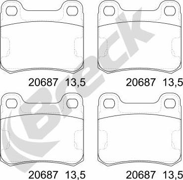 Breck 20687 00 704 00 - Kit pastiglie freno, Freno a disco autozon.pro