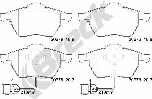 Breck 20676 00 701 10 - Kit pastiglie freno, Freno a disco autozon.pro