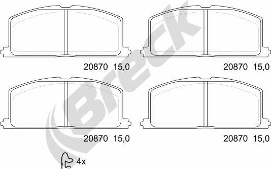 Breck 20870 00 701 10 - Kit pastiglie freno, Freno a disco autozon.pro