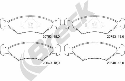 Breck 20753 00 701 00 - Kit pastiglie freno, Freno a disco autozon.pro