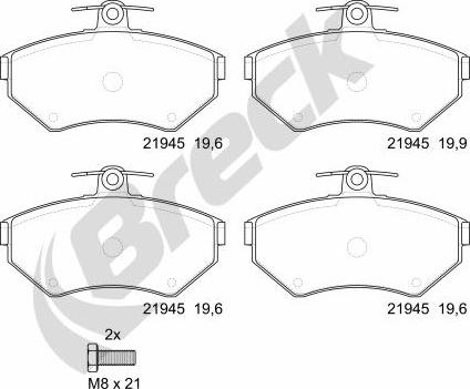 Breck 21945 10 701 00 - Kit pastiglie freno, Freno a disco autozon.pro