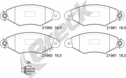 Breck 21980 00 702 00 - Kit pastiglie freno, Freno a disco autozon.pro