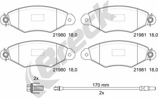 Breck 21980 00 702 10 - Kit pastiglie freno, Freno a disco autozon.pro