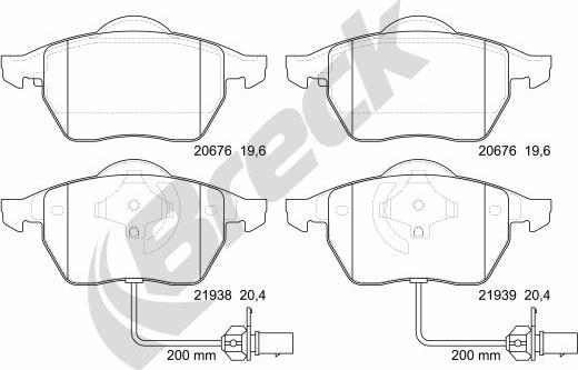 Breck 21938 00 701 10 - Kit pastiglie freno, Freno a disco autozon.pro