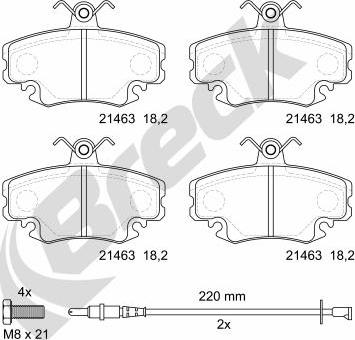 Breck 21463 00 702 10 - Kit pastiglie freno, Freno a disco autozon.pro