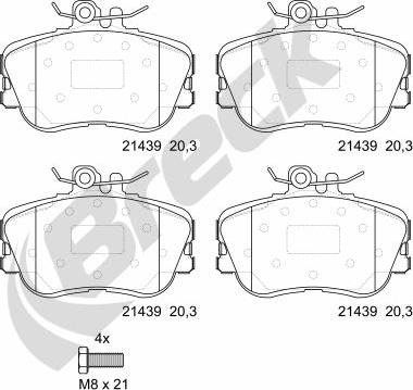 Breck 21439 00 701 10 - Kit pastiglie freno, Freno a disco autozon.pro